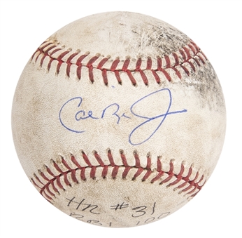 1991 Cal Ripken Jr. Game Used and Signed OAL Brown Baseball Used on 9/21/91 For 31st Home Run and 100th RBI of the Season - MVP Season! (Ripken LOA)